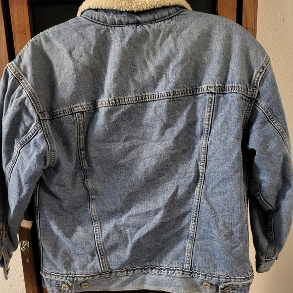 GAP Teen Denim Sherpa Jacket Size 10 - Picture 8 of 10
